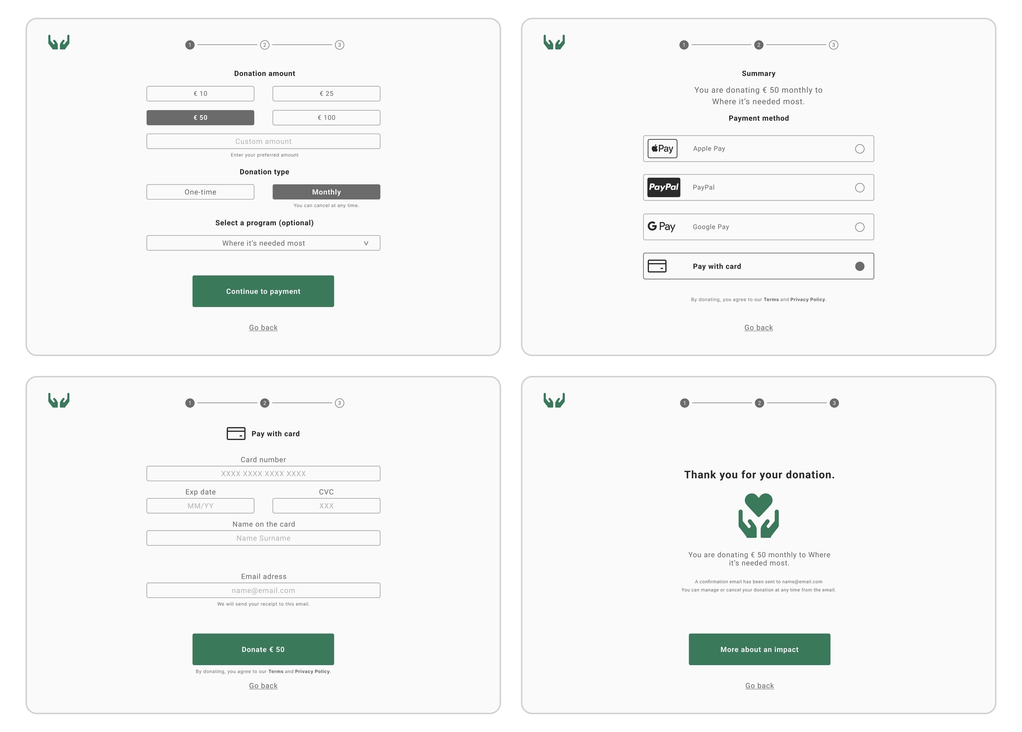 NGO Checkout desktop layout