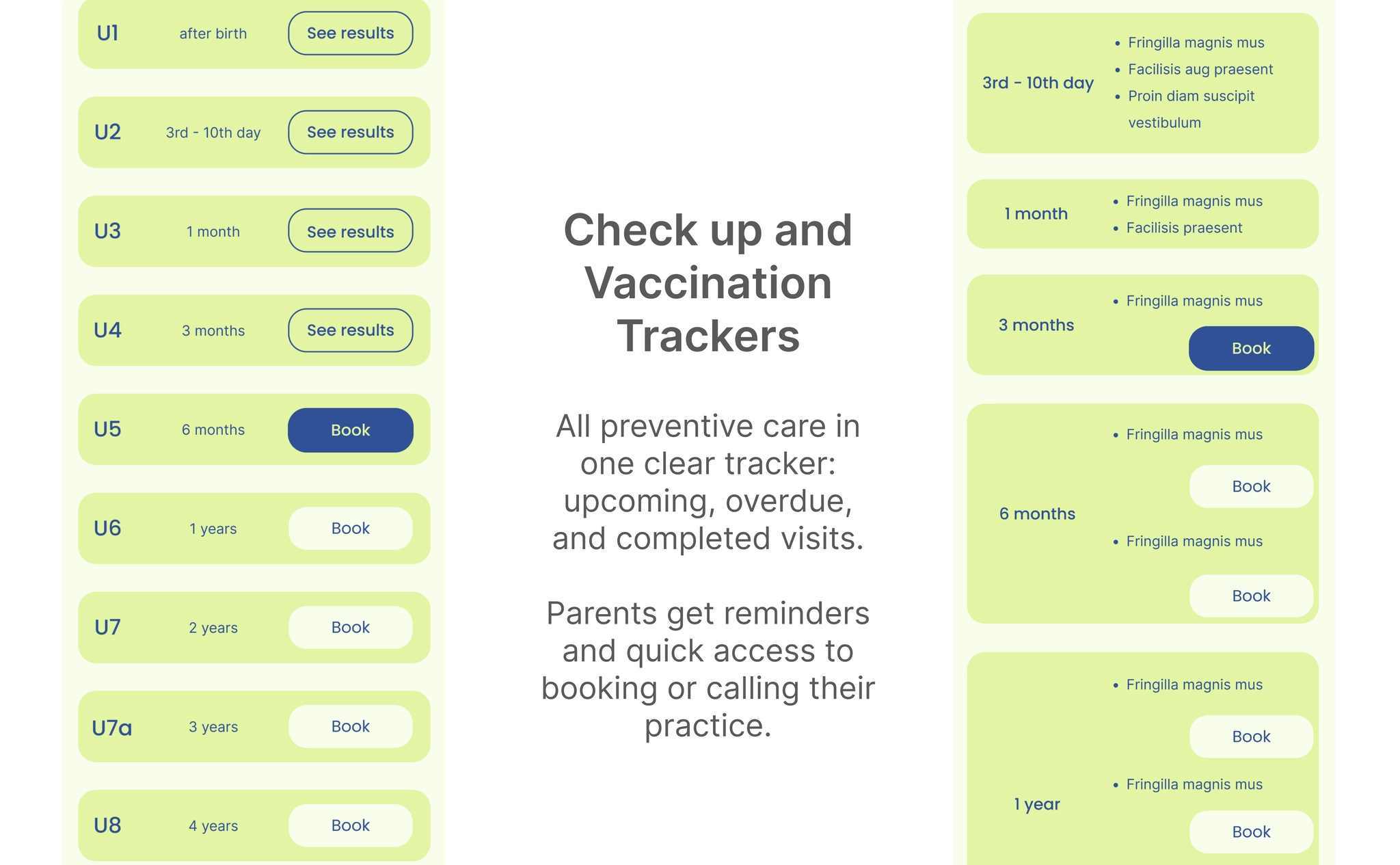 Check-ups and vaccination tracker